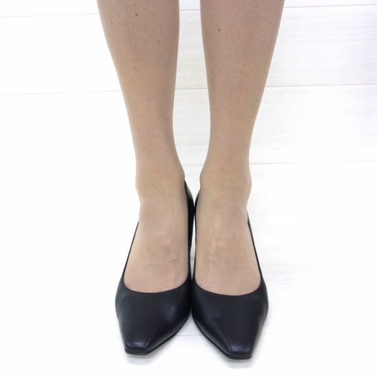 WASHINGTON FootHappy 2E黒プレーンパンプス8cmヒール