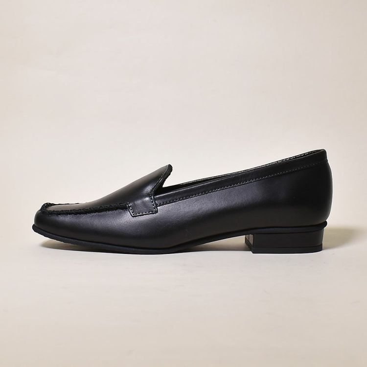 blancbleu スクエアトゥ モカシン スリッポン レザー BK 26cm blancbleu スクエアトゥ モカシン スリッポン レザー BK 26cm