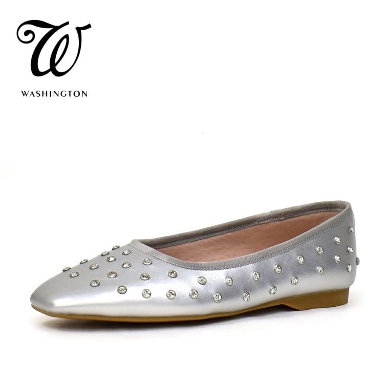 W ストーンスタッズフラットパンプス|銀座ワシントン 公式サイト