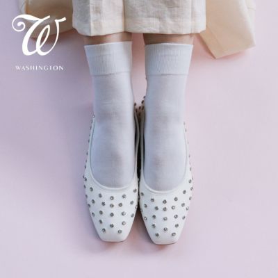 予約] W ストーンスタッズフラットパンプス 3月下旬入荷予定
