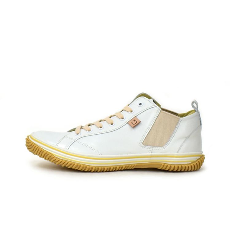 SPINGLE 国産サイドゴアレザースニーカー WHITE/BEIGE|銀座